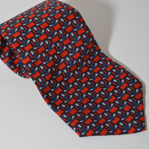 Executive Big and Tall Red White Blue Silk Necktie XL - Picture 1 of 4